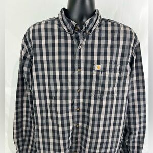 Carhartt Button Front Checkered Black and Gray Shirt Men’s XL